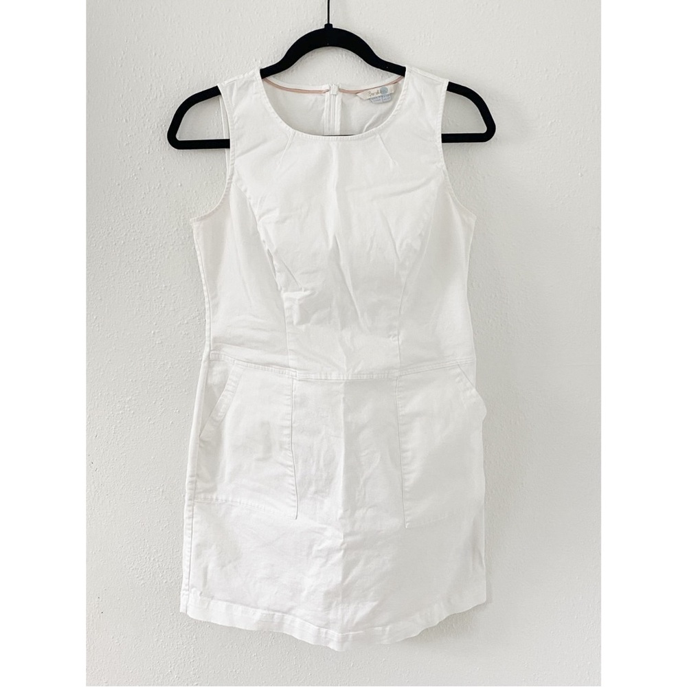 Boden Sleeveless Sheath Cotton Mini Dress White with Pockets Size 6 Petite